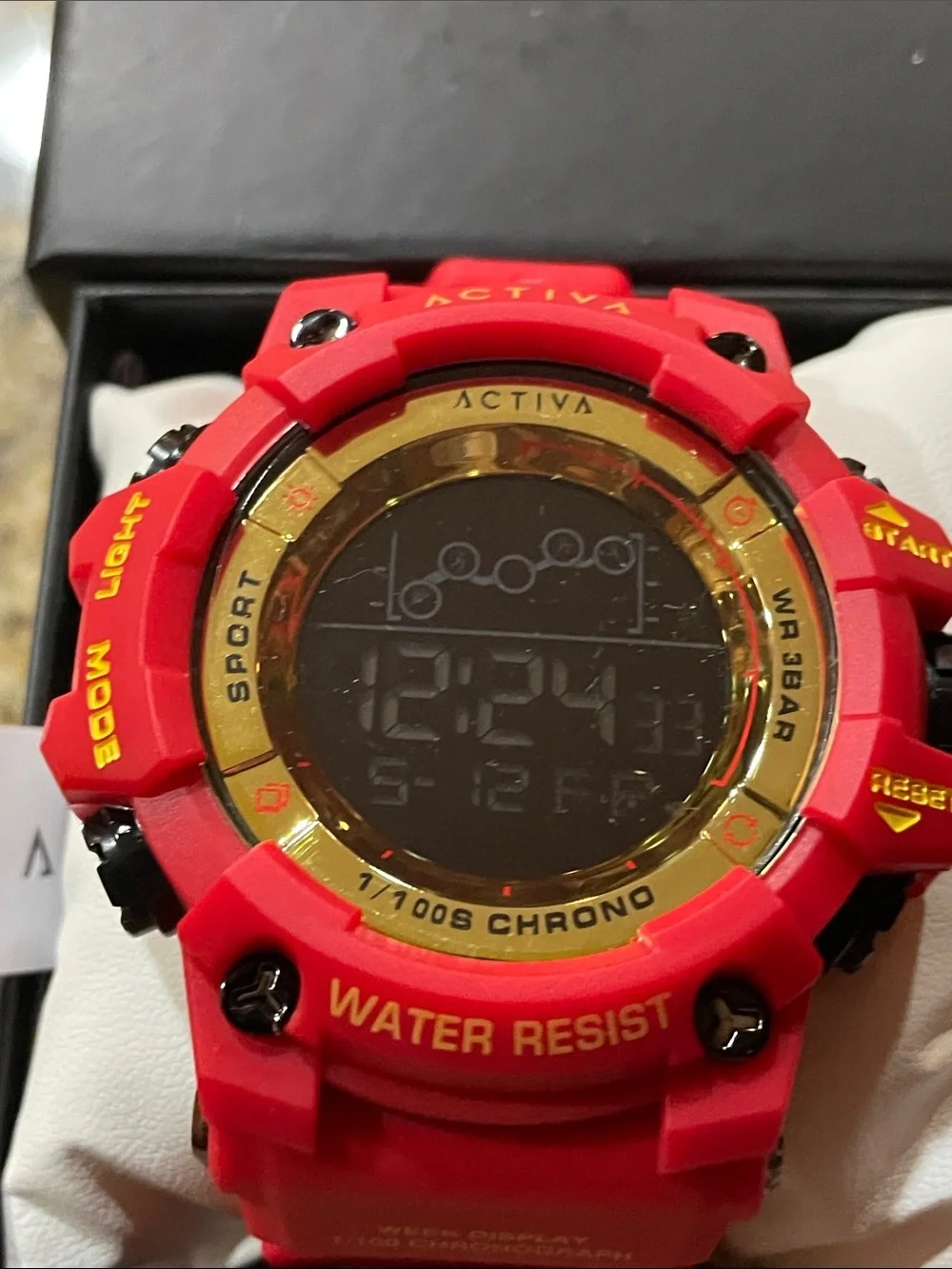 Ativa Red and Gold Digital Sports Watch with Black Details